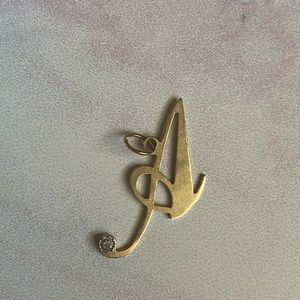 Solid 14kt yellow gold pendant (Letter “A”)